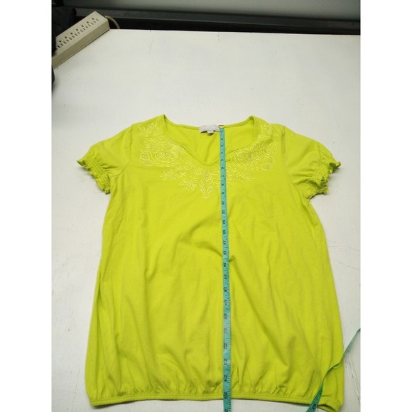 Carolyn Taylor Women's Ladies Short Sleeve Blouse Shirt Size Large Green Embelli - Picture 2 of 5